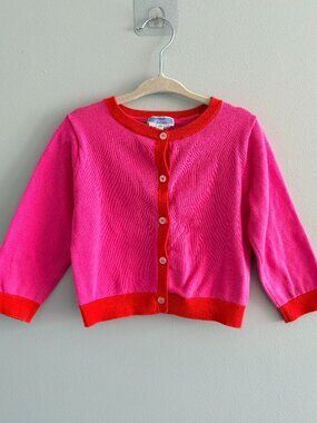 Jacadi Pink and Red Colorblock Cardigan GUC 36M (3/3T)